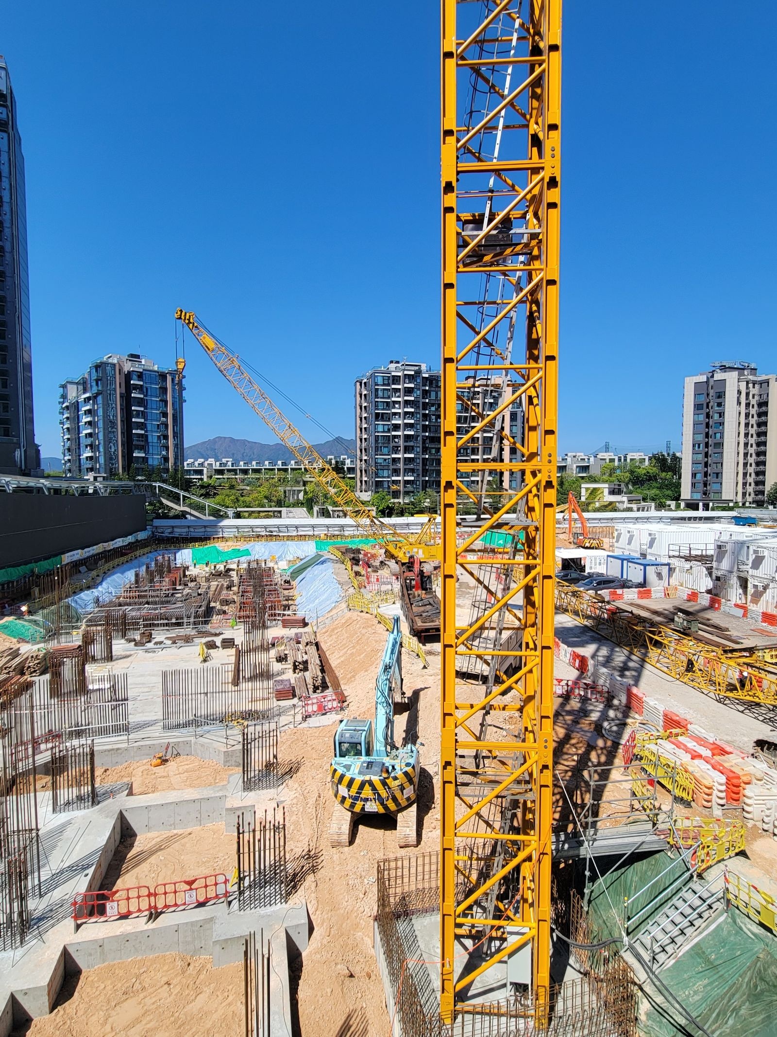 Aerial view of construction works in Hong Kong