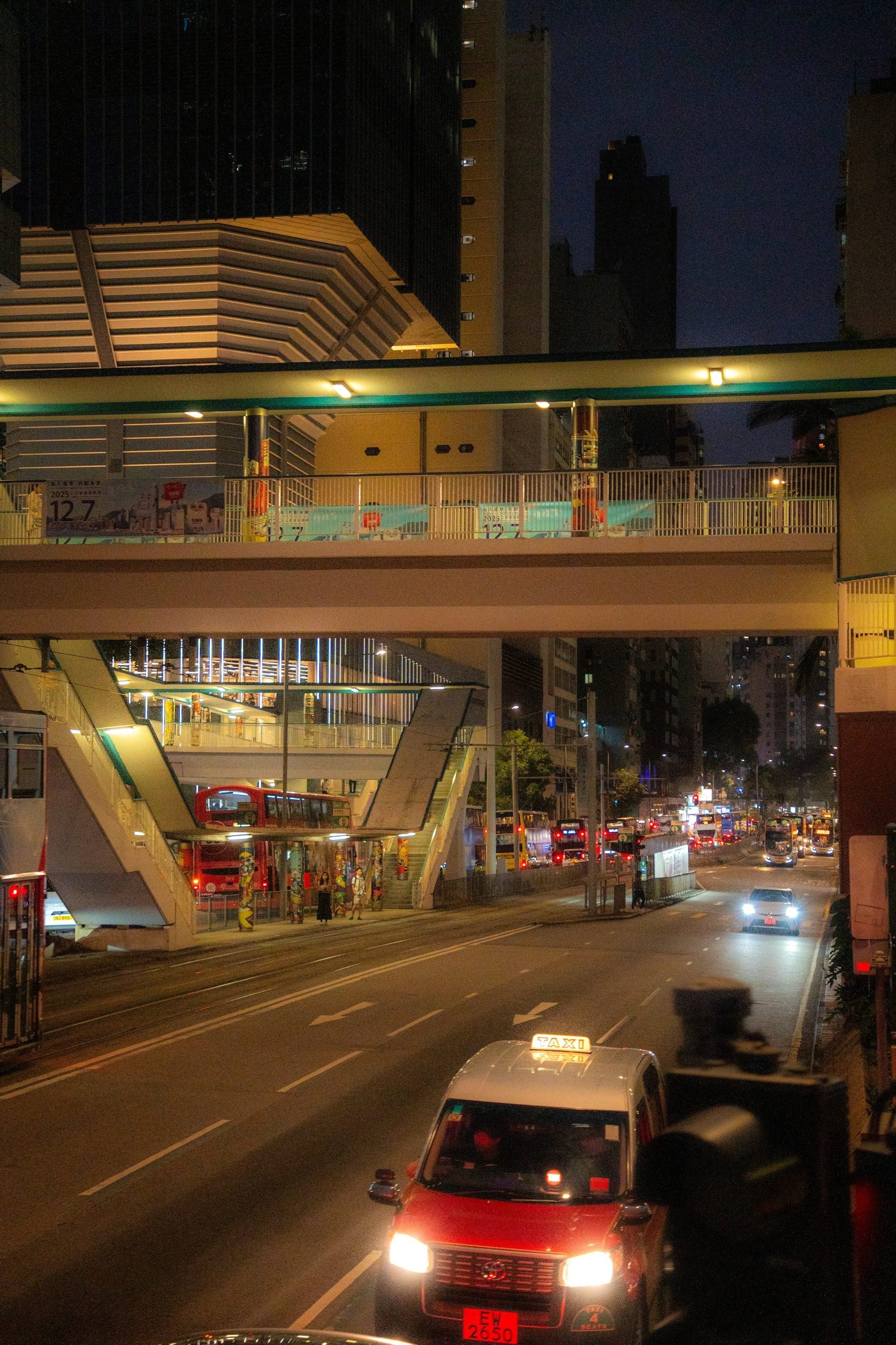 Hong Kong elevated roads at night